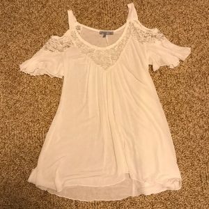 Lace White Cold Shoulder Shirt